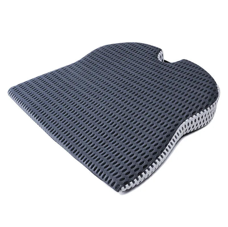 Memory foam car cushion with fixed straps in black colour on office chair