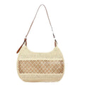 Women's casual straw cross body bag with sandwich pocket in khaki colour