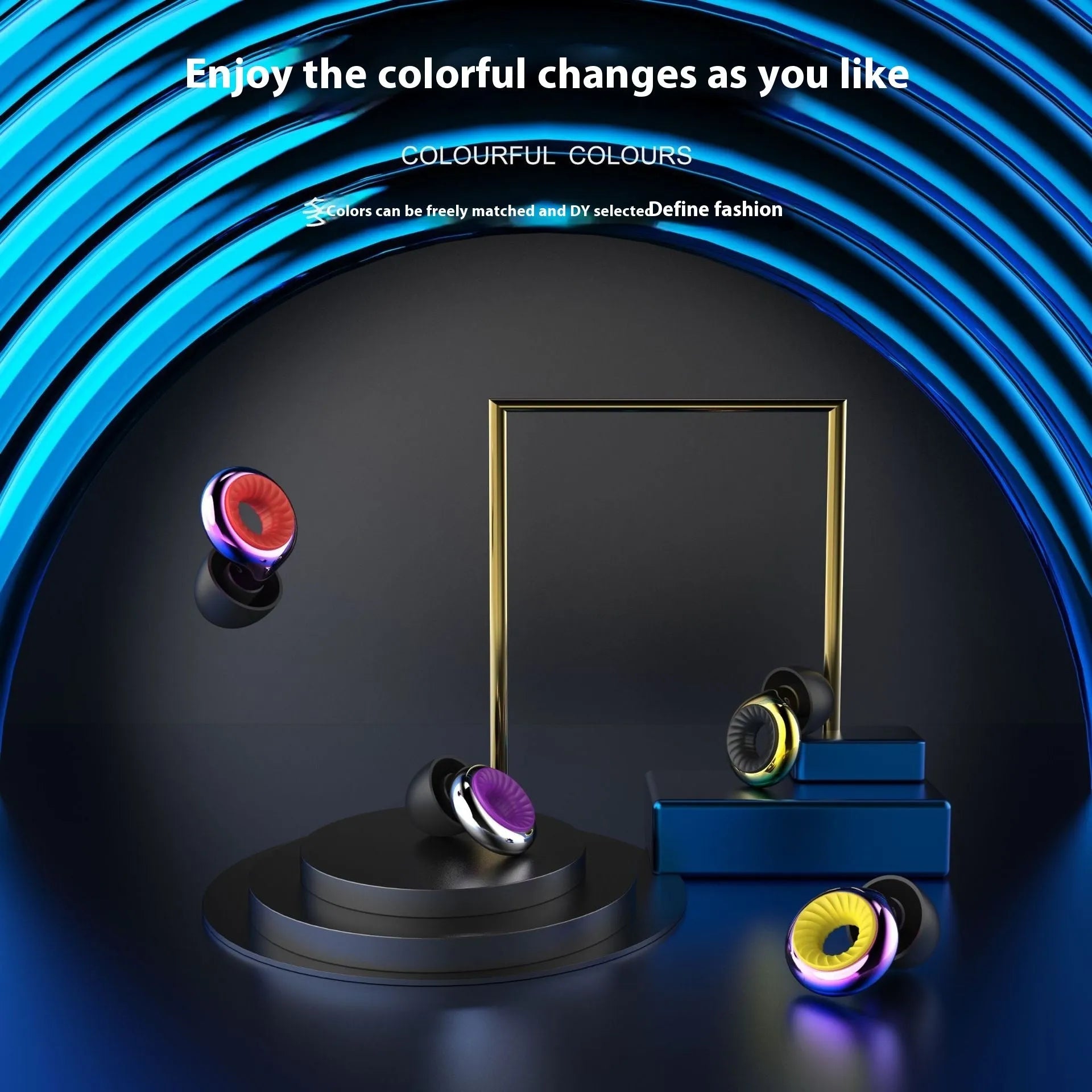 Noise reduction sleep earplugs in gold, silver, transparent, purple, and rose gold colours with a storage box