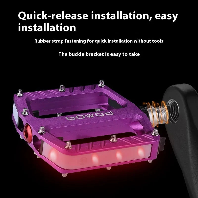 Aluminium alloy bicycle pedals with LED lights in five colour options
