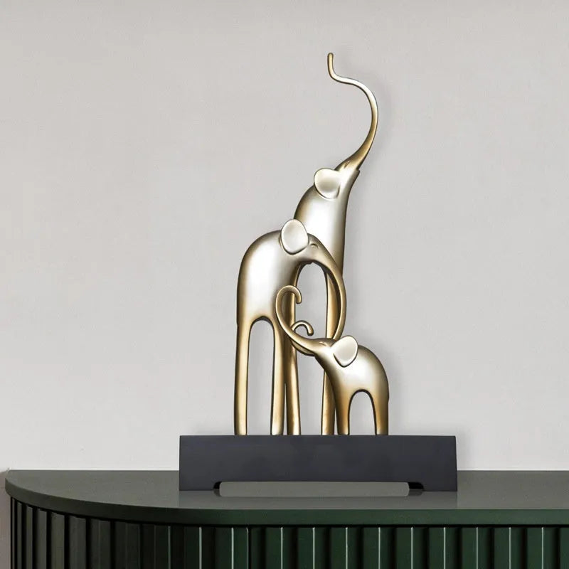 Fortune Bring Elephant decorative resin figurine in bright gold, rose gold, silver, or retro colour finish.