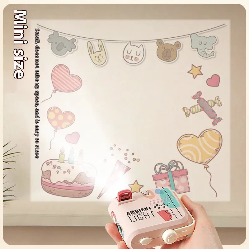Children's plastic projection lamp in pink and white for photo props and skill training