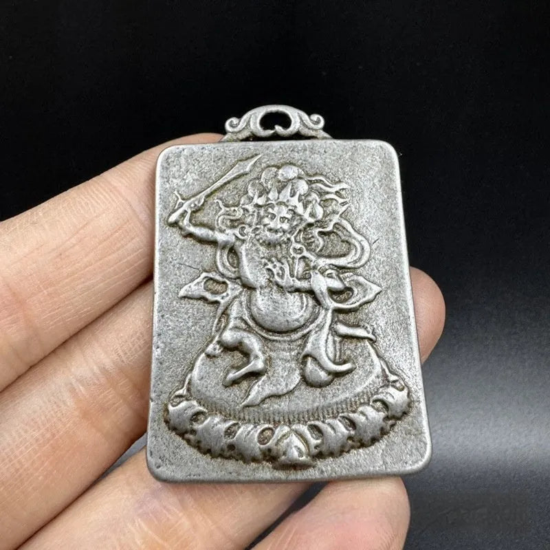 Antique Chinese style iron hanging pendant ornament with geometric design