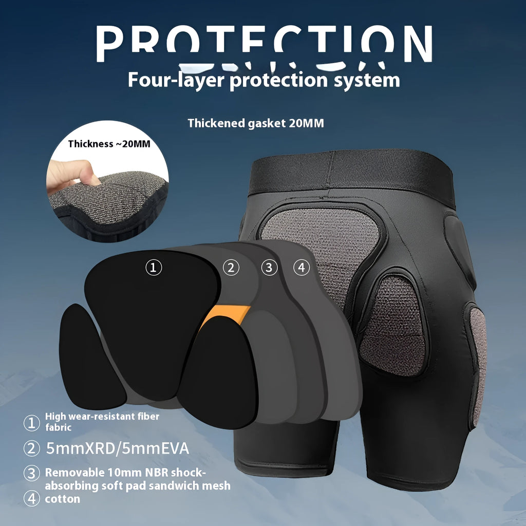 X-ray diffraction skiing hip pad and knee pad protective gear set for inner wear.