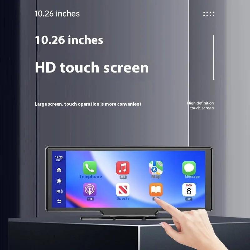 10-inch car smart screen with CarPlay, driving recorder, and reversing camera functions