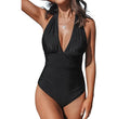 Women's halter neck one-piece swimsuit in multiple colour patterns with Asian sizing