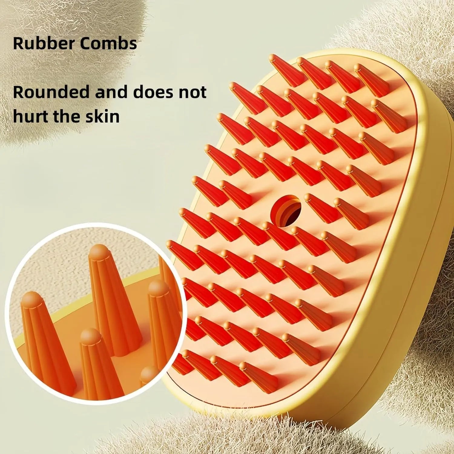 White and yellow rechargeable steam pet brush for dogs and cats with water tank