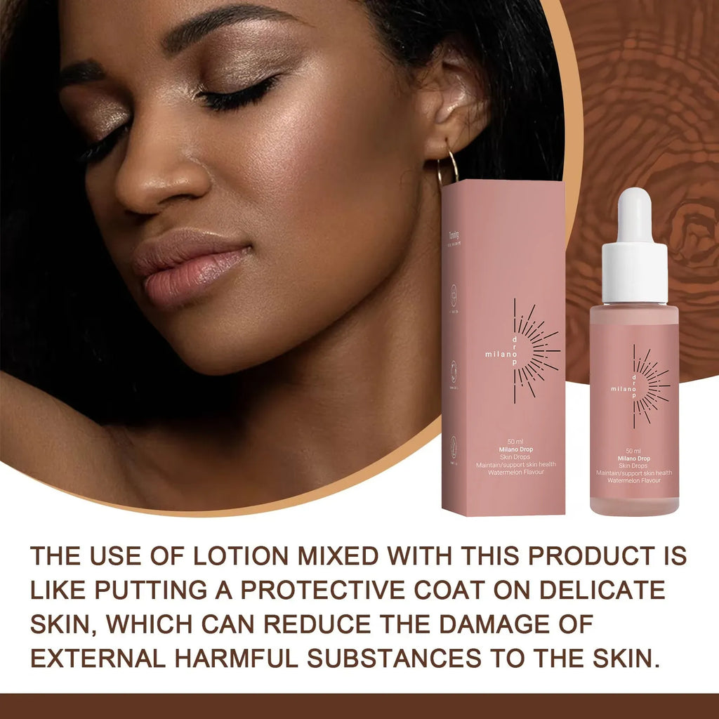 Dark bronzer self tanning serum in a 50ml bottle for face and body with fine line repair