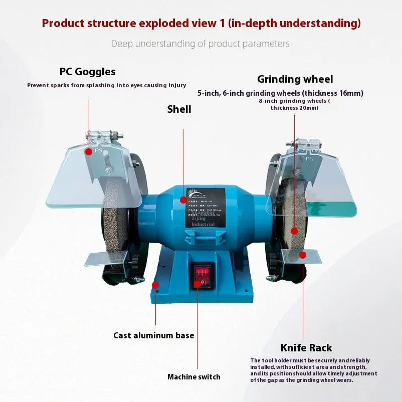 5-inch desktop metal grinding machine for knife sharpening and metal polishing tasks