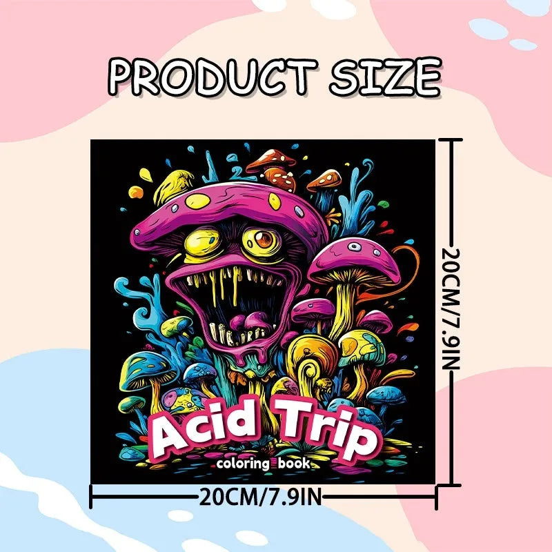 Acid tour coloured creative painting book measuring 200mm in length