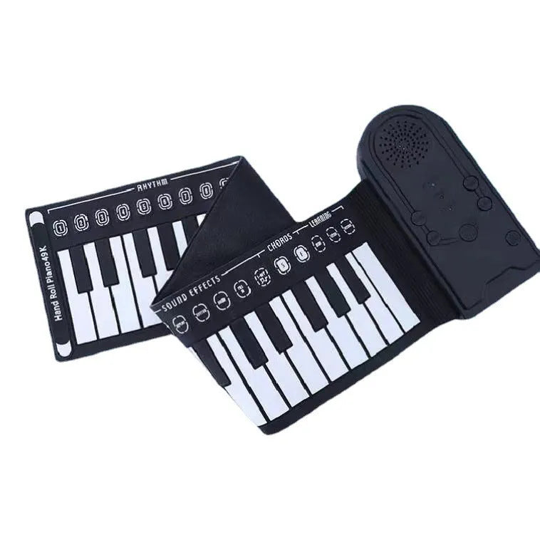 49 key portable folding electronic keyboard in pearlescent white with silicone rubber keys and ABS control panel