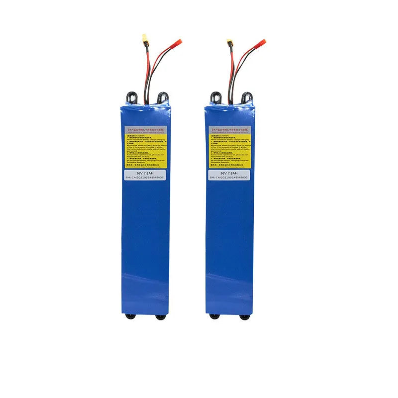 36V lithium-ion battery pack for electric scooters with 10.4Ah, 7.8Ah, and 6.6Ah capacity options.