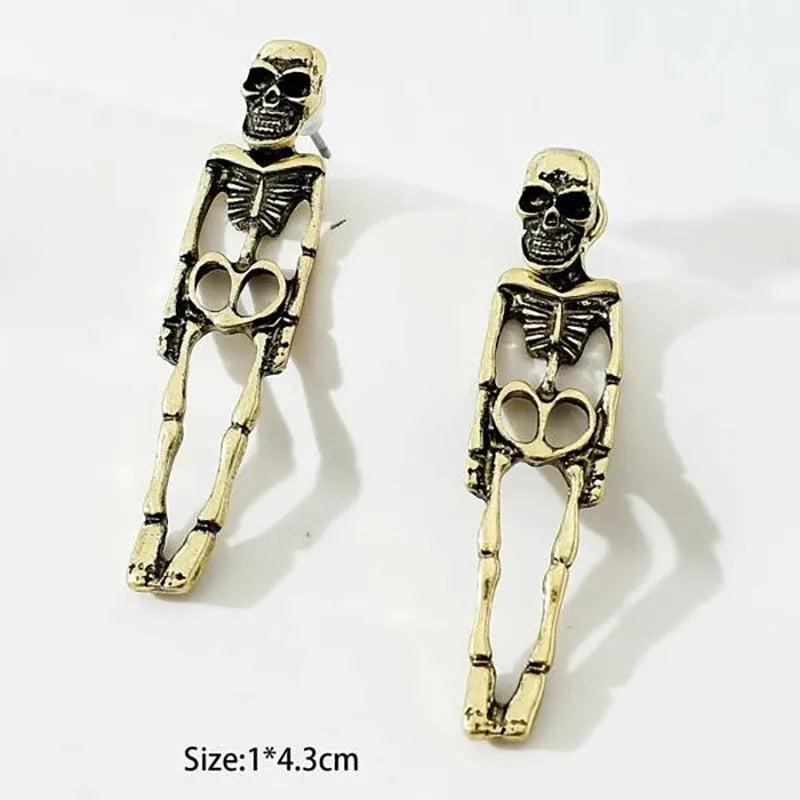 Halloween skull detachable stud earrings in gold and silver alloy with electroplated finish