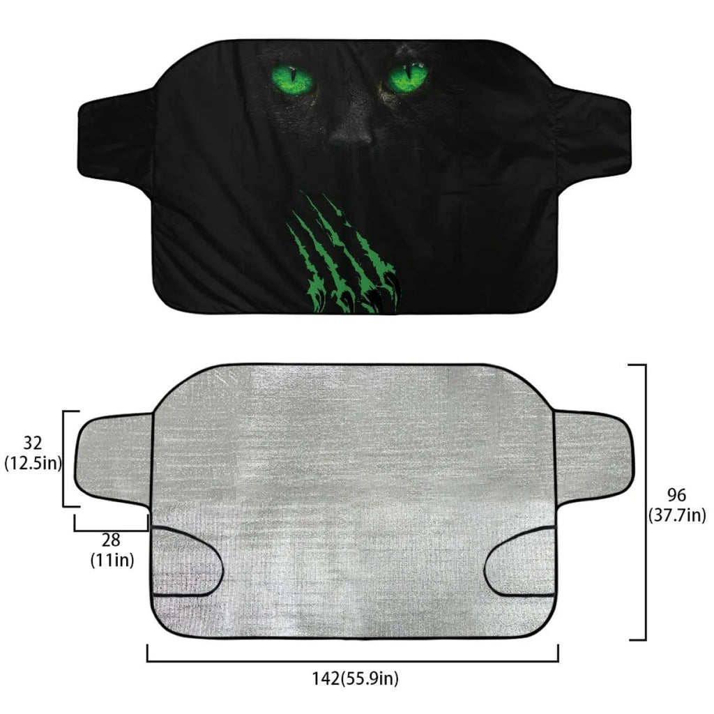 Car snow protection cover made from aluminium film foam polyester fabric with lanyard installation system