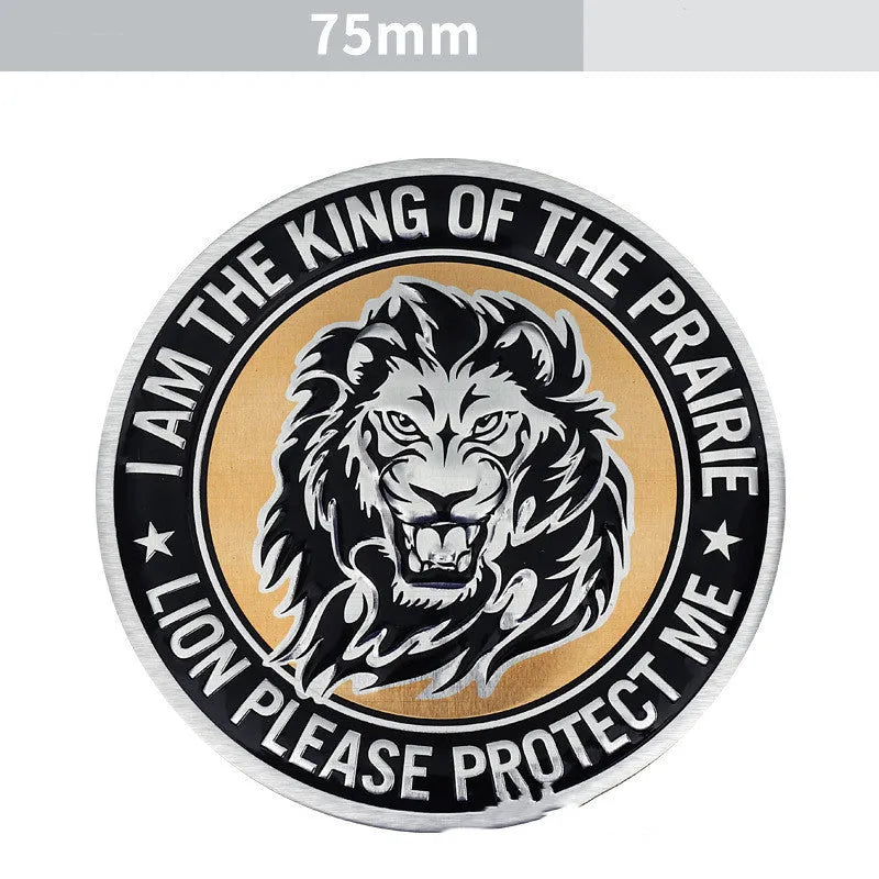 Aluminium car sticker badges with animal motifs including lion, eagle and tiger designs