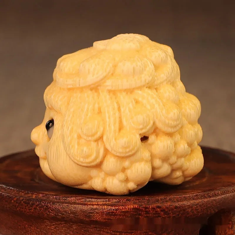 Golden toad Princess ornament carved from solid bamboo for Children's Day decoration