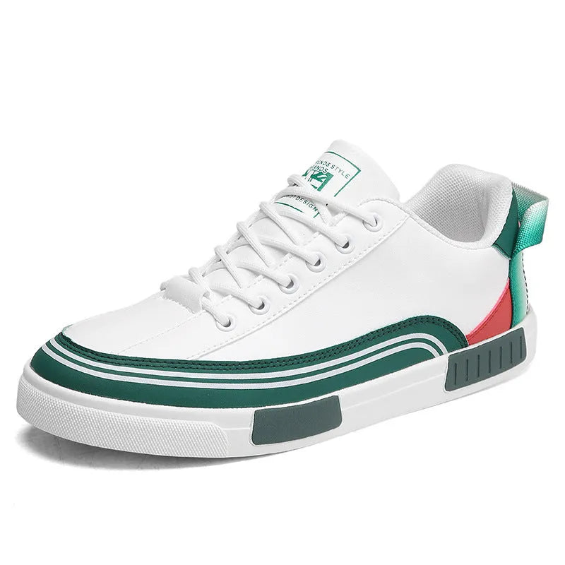 Men's breathable mesh casual shoes with canvas upper in beige and white-green colour options