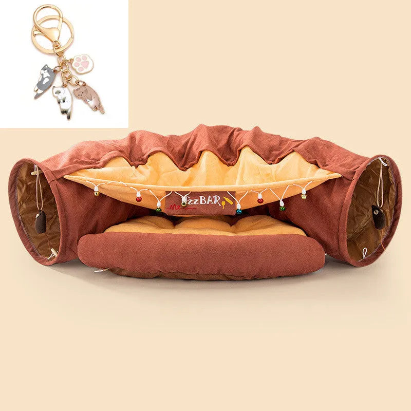 Collapsible cloth cat tunnel in Bar, Coffee, Matcha and Pink colour options