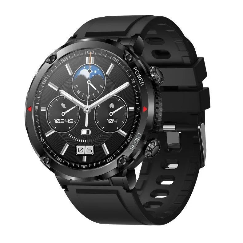 T30 Smart Watch with black silicone strap showing IPS screen displaying time and heart rate.