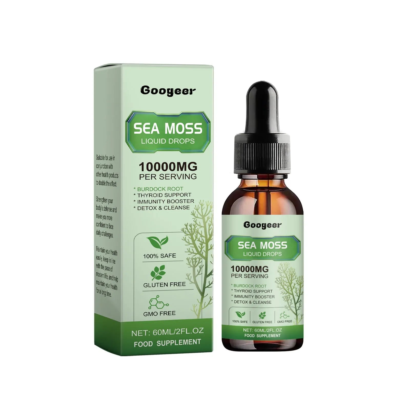 Googeer Sea Moss Liquid Drops 60ml body treatment bottle with traditional Chinese medicine extract formula
