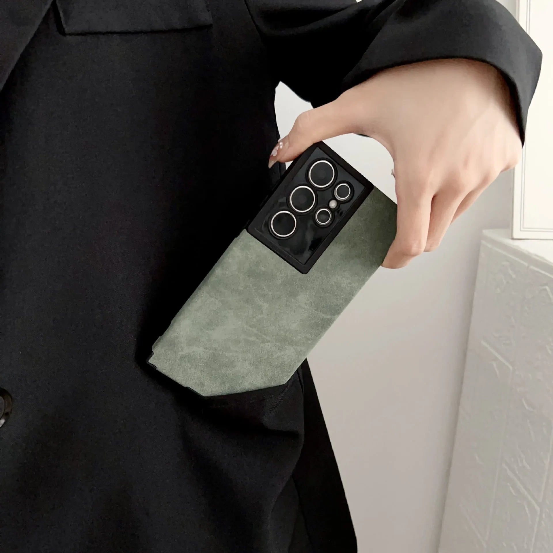 All-inclusive drop-resistant A72 soft phone case for Samsung in black imitation leather