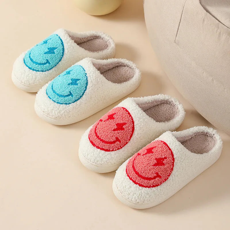 Women's cartoon-themed plush home slippers with PVC sole in big love pattern