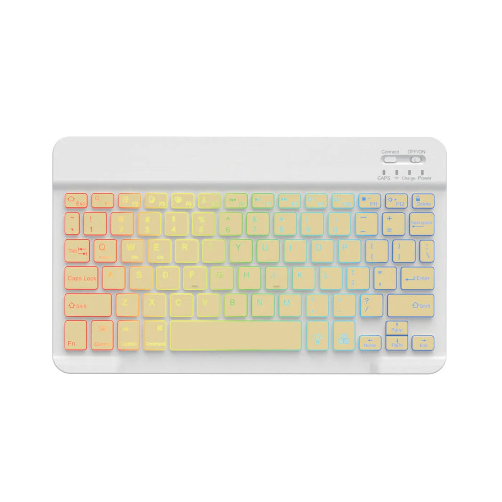 10-inch wireless Bluetooth keyboard with colourful LED backlighting for tablets and mobile phones
