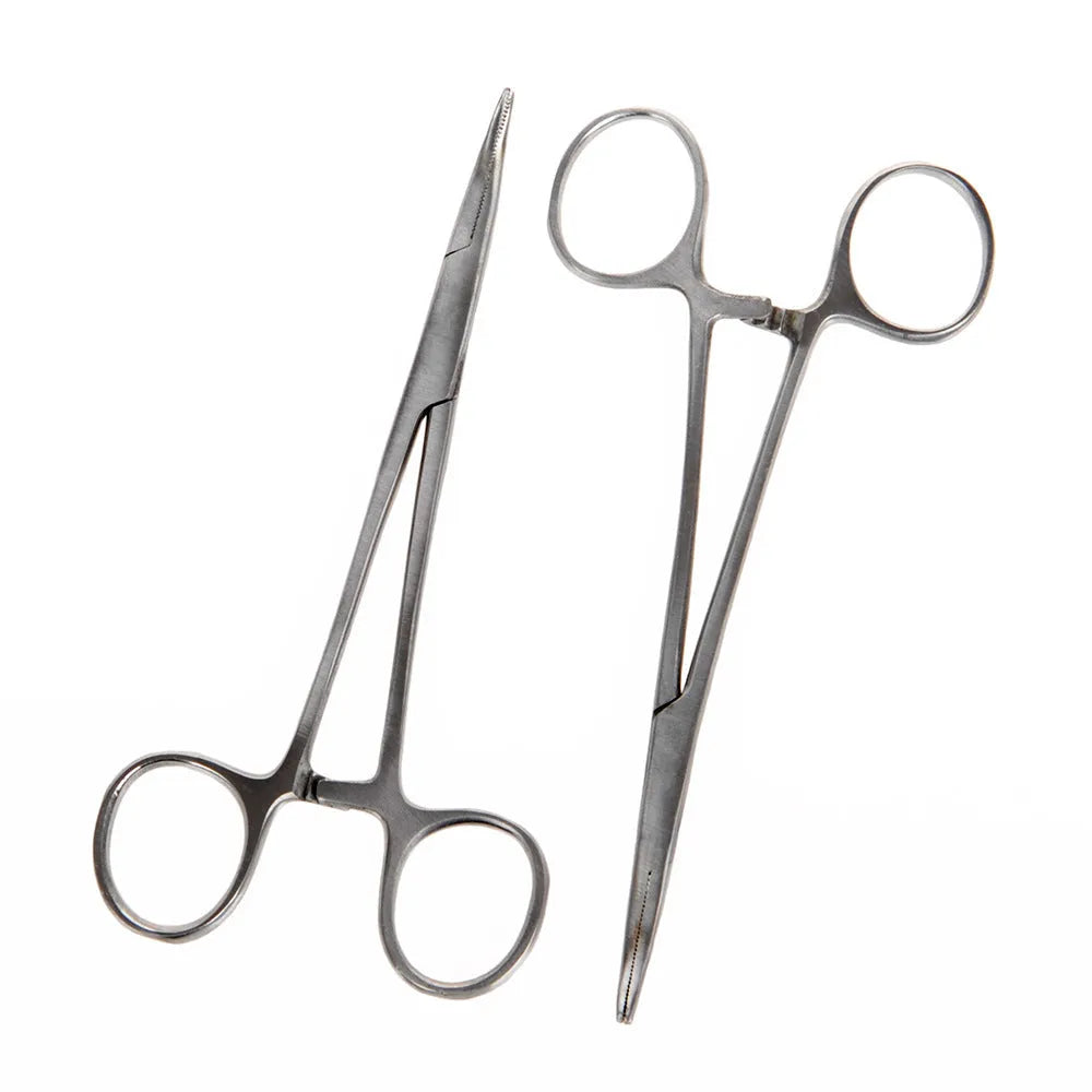 Close up of a 12.5cm stainless steel pet grooming plucking pliers for cat and dog fur removal