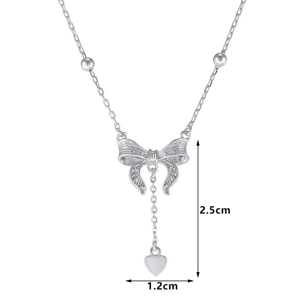 S925 sterling silver butterfly heart necklace with adjustable chain and O-ring clasp