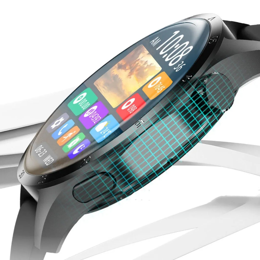 Black smartwatch with Bluetooth call function and health monitoring on a silicone strap