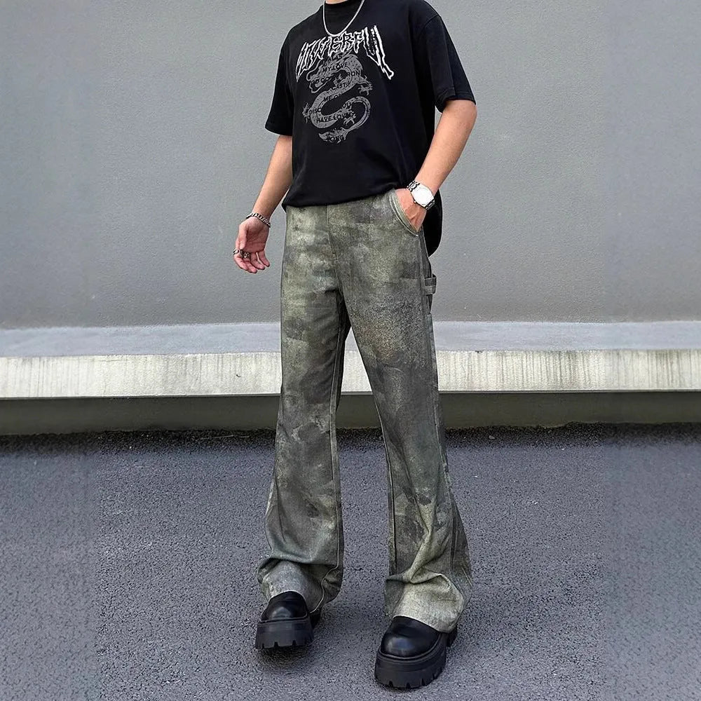 Men's straight leg camouflage jeans with digital pattern in picture colour