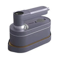 Digital display handheld steam and dry iron with metal soleplate and water tank in Elegant White on a holder