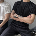 Men's slim fit cotton t-shirt with regular half sleeves in black solid colour
