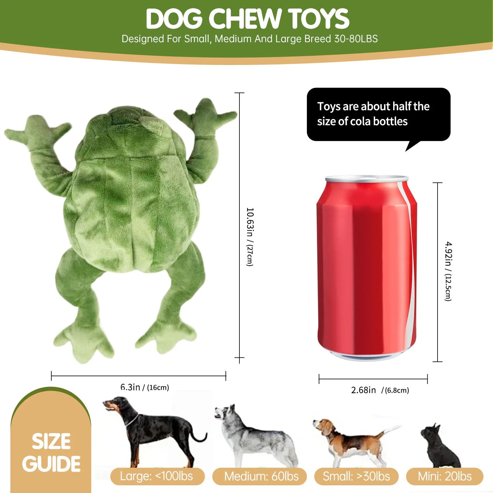 Green pet plush toy sound bite-resistant 27 cm dog toy for Golden Retrievers