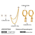 Stainless steel geometric earrings set for women, electroplated non-fading, 5 pairs per card, light luxury style