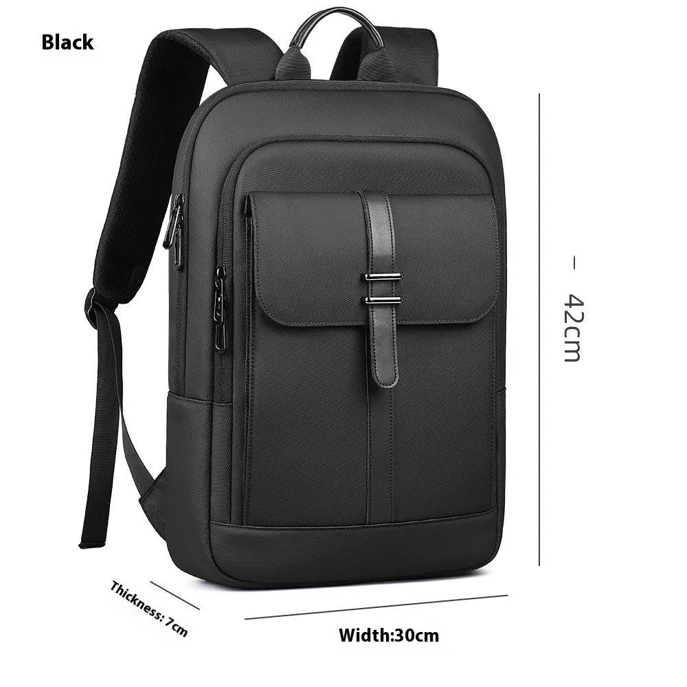 Black lightweight Oxford cloth backpack with urban simplicity style for business commute