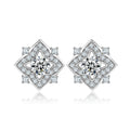 925 sterling silver geometric zircon earrings with white gold finish, star and snowflake motifs, 4mm main stone