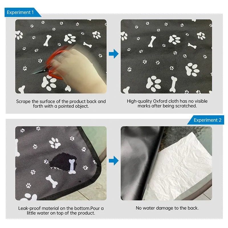 Car rear seat protector mat for dogs in cloth material with water resistant properties