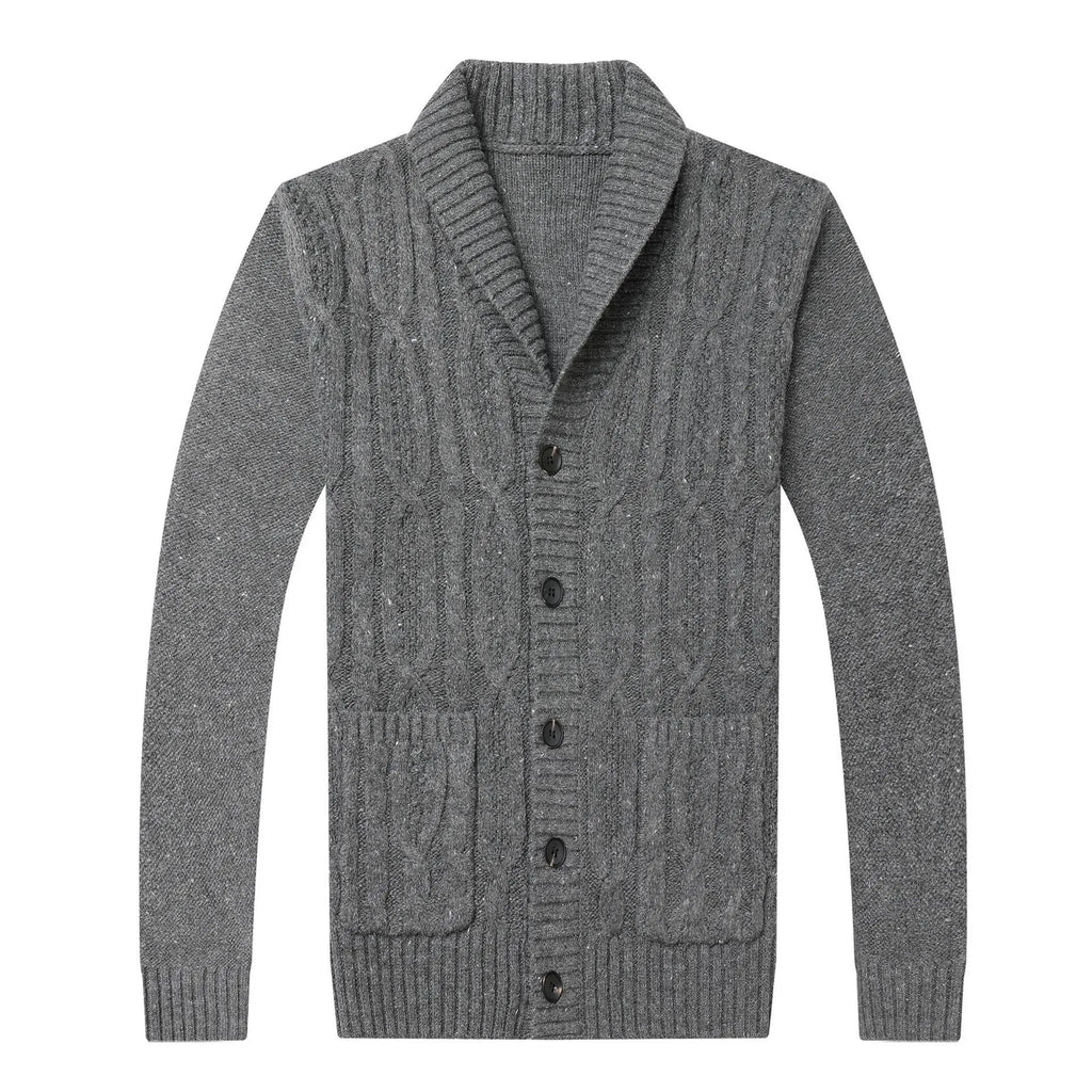 Men's Korean style jacquard knitted cardigan in straight cut with thickened fabric for autumn winter wear