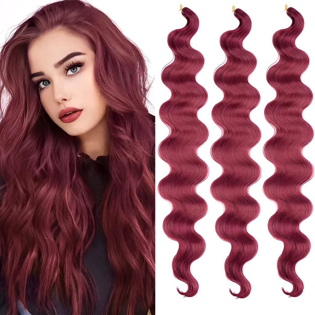 24-inch wine red chemical fibre wig with big wave pattern for European American style hairstyles