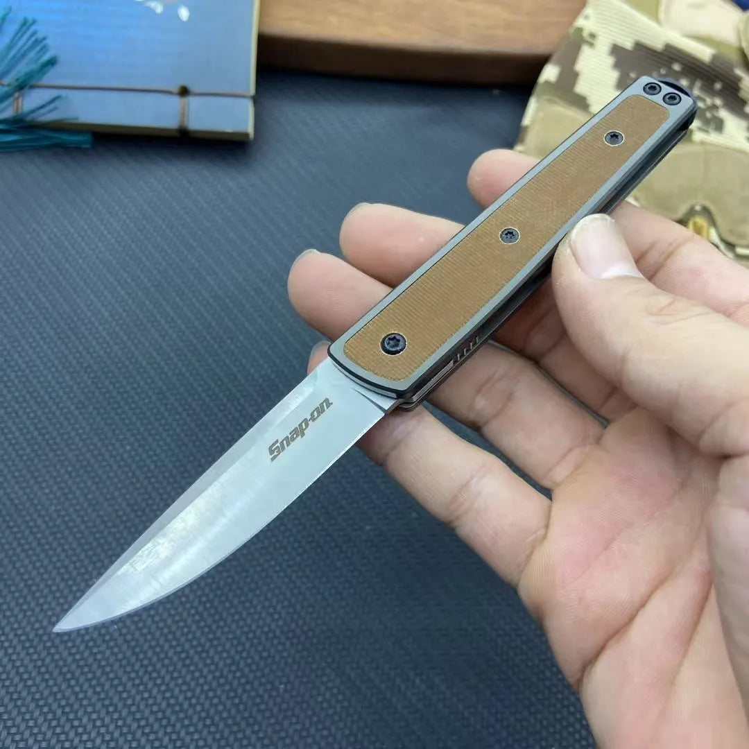 Folding fruit knife with stainless steel blade in black, red, or coffee colour options