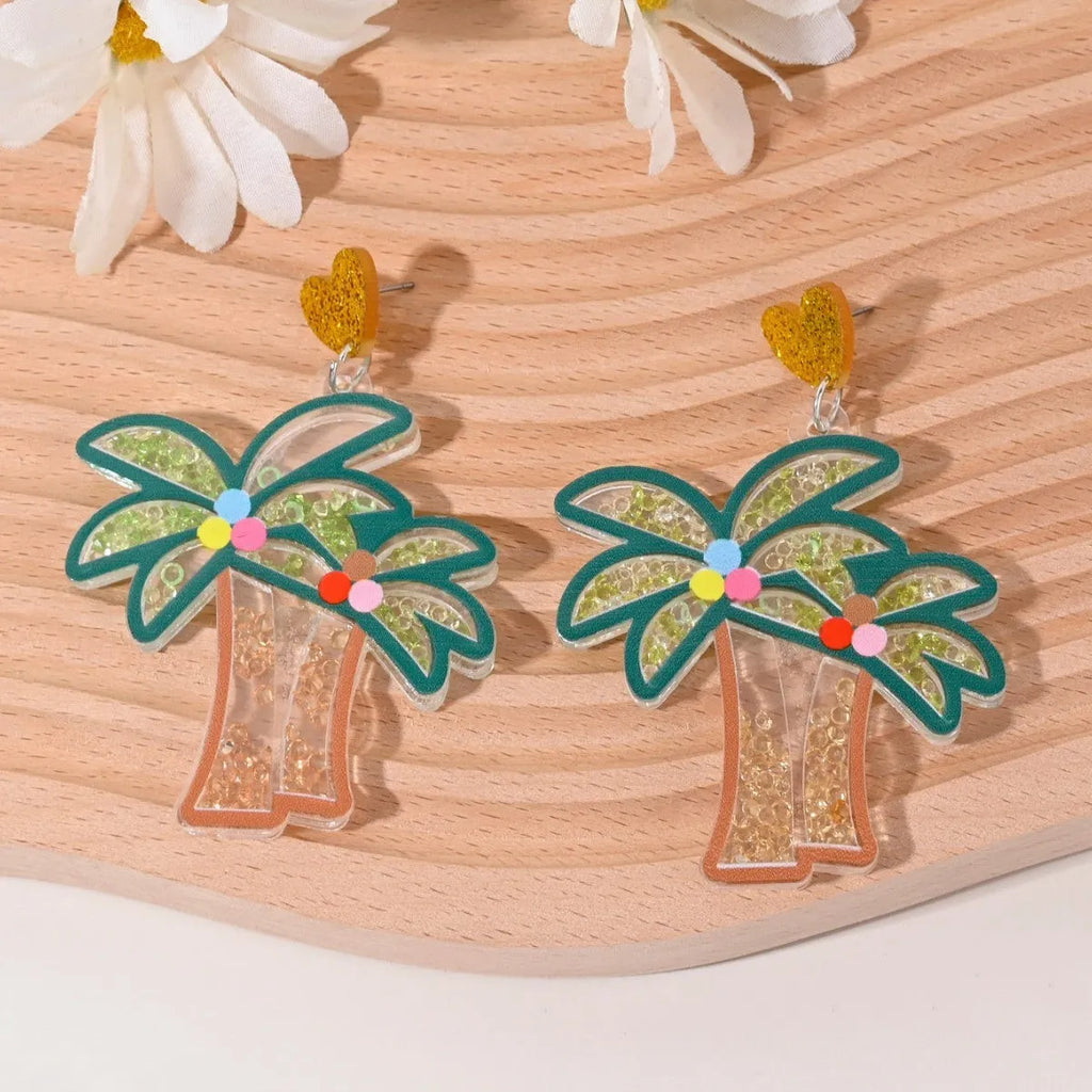Acrylic drop earrings with cherry, strawberry, watermelon, pineapple, coconut, cake and ice cream designs
