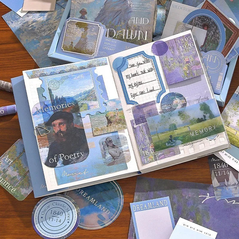 Creative journal gift box with A6 plaid notebook and accessory set including paper, stickers, cards, and photo frames