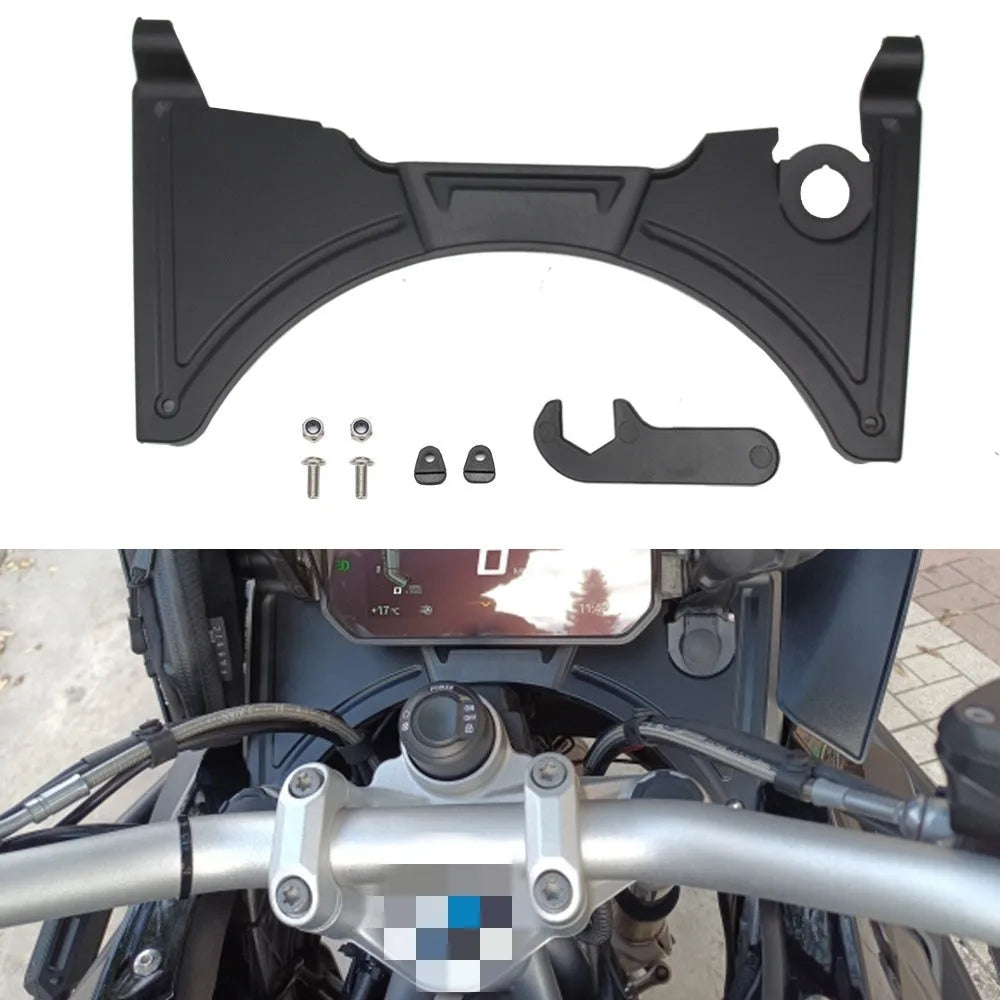 Black motorcycle cockpit fairing for BMW R1250GS and R1200GS LC adventure bikes