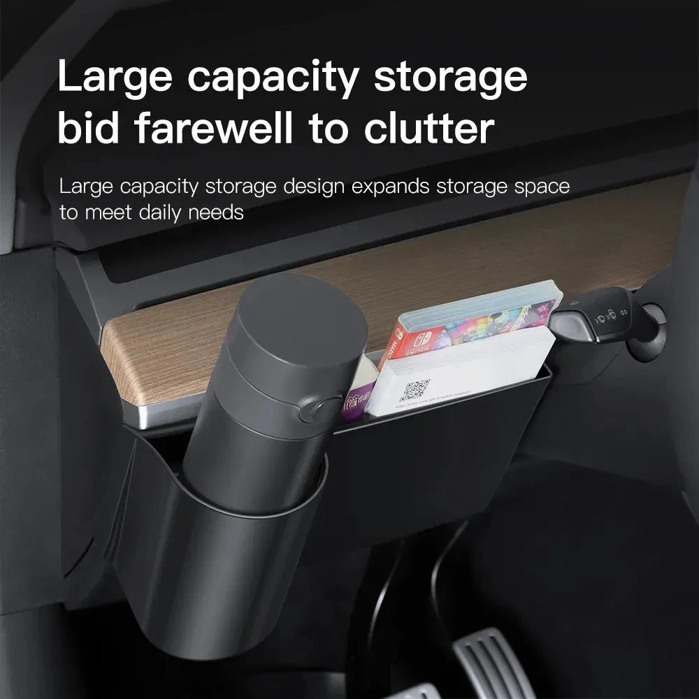 Plastic dashboard water cup holder designed for Tesla Model 3 and Model Y cars.