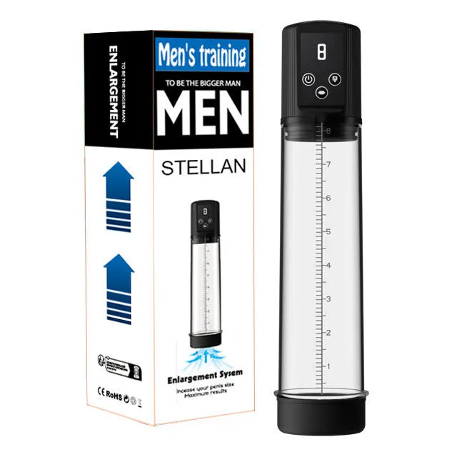 Men's airplane bottle shaped masturbation device with electric pump for negative pressure exercise.