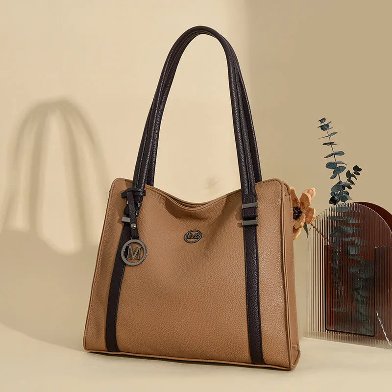 Soft PU leather women's crossbody bag in retro style with double straps, shown in a choice of five colours.
