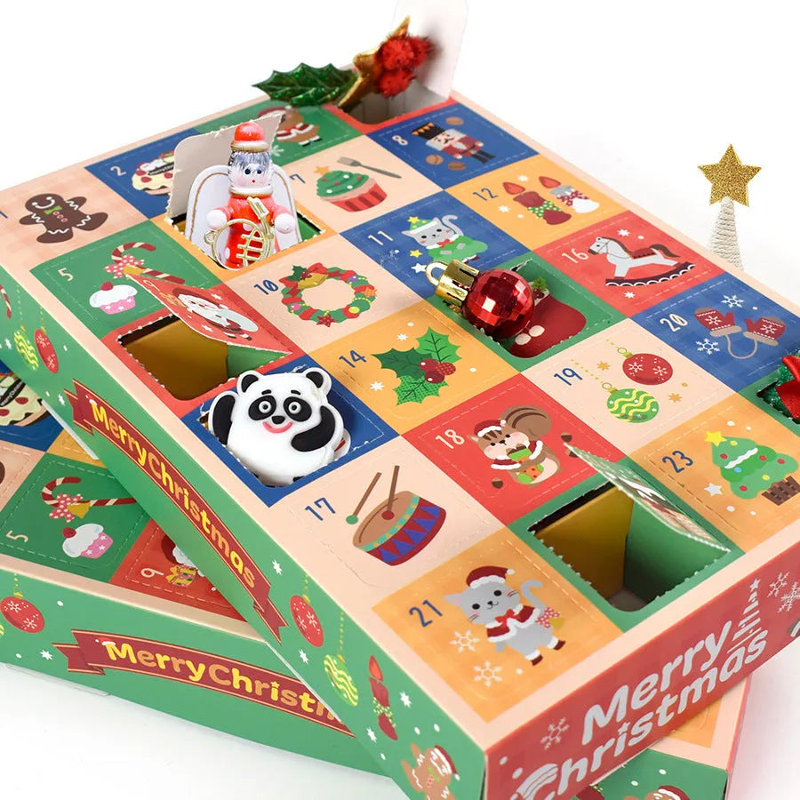 24 Grid Christmas Gift Box Blind Packaging with calendar design, 25x17x4 cm