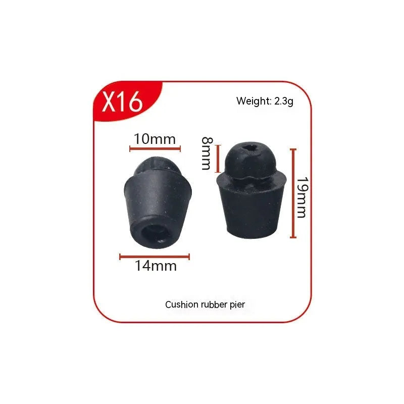 Ten X16 colour rubber automotive buffer clips for machine cover and trunk shock absorption