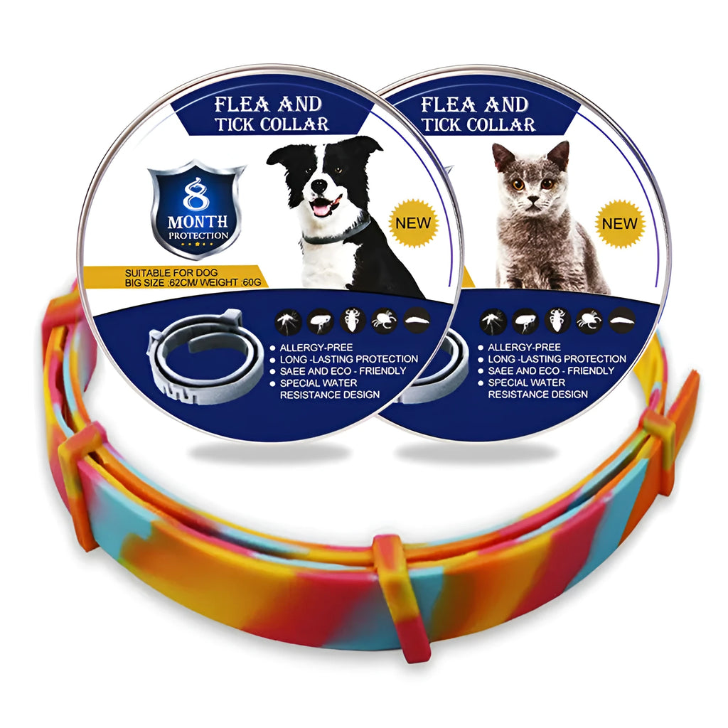 Rainbow plastic anti-lice collar for cats and dogs in 38cm and 62cm sizes